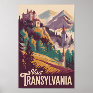 Affiche Illustration de paysage de Transylvanie Art de voy