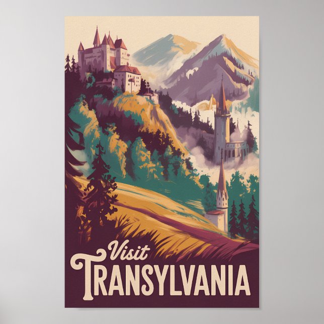 Affiche Illustration de paysage de Transylvanie Art de voy (Devant)