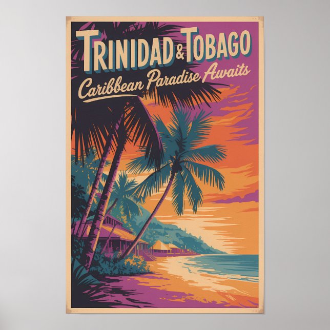 Affiche Illustration de paysage de Trinité-et-Tobago Voyag (Devant)