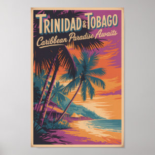 Affiche Illustration de paysage de Trinité-et-Tobago Voyag