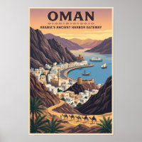 Illustration de paysage d'Oman Art de voyage vinta