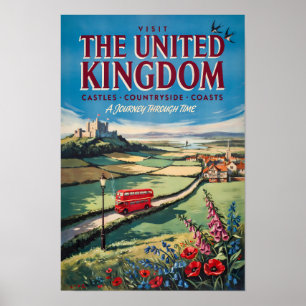 Affiche Illustration de paysage du Royaume-Uni Art de voya