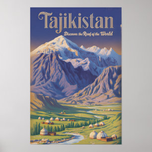 Affiche Illustration de paysage du Tadjikistan Art de voya