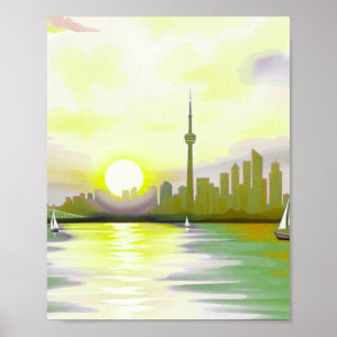 Affiche Illustration de paysage montagneux coloré abstrait