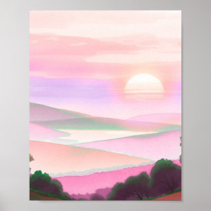 Affiche Illustration de paysage montagneux coloré abstrait