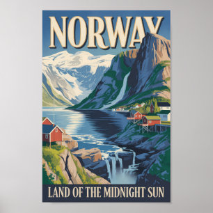 Affiche Illustration de paysage norvégien Art de voyage vi
