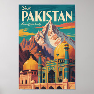 Affiche Illustration de paysage pakistanais Art de voyage 