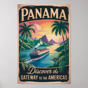 Affiche Illustration de paysage panaméen Art de voyage vin
