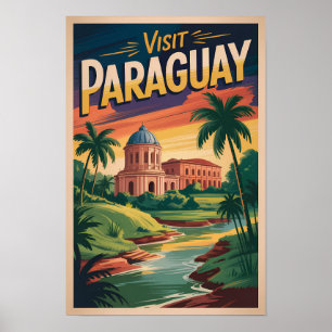 Affiche Illustration de paysage paraguayen Art de voyage v