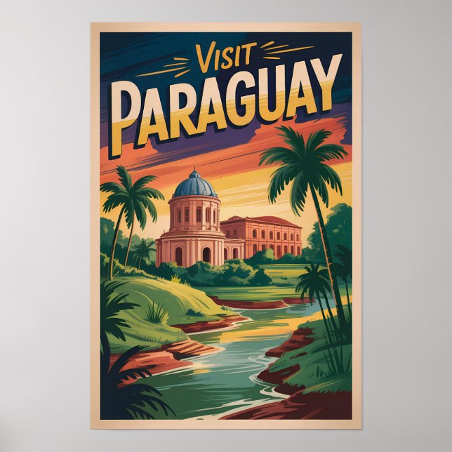 Affiche Illustration de paysage paraguayen Art de voyage v (Devant)