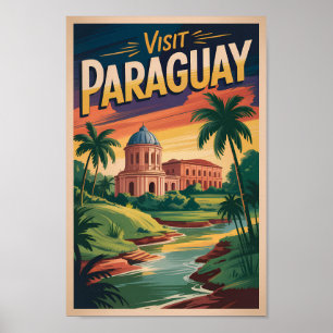 Affiche Illustration de paysage paraguayen Art de voyage v