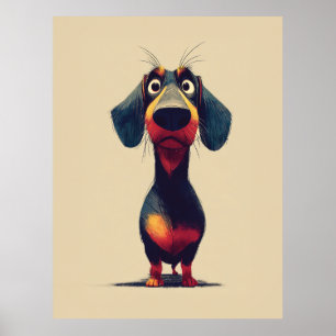 Affiche Illustration de personnage de teckel fantaisiste