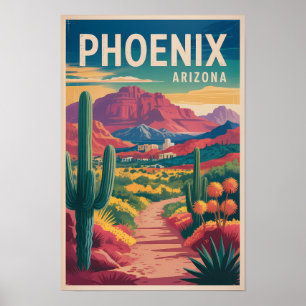 Affiche Illustration de Phoenix Arizona Art de voyage vint
