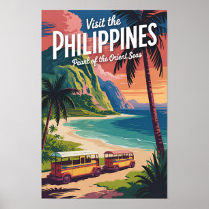 Affiche Illustration de plage vintage de voyage aux Philip