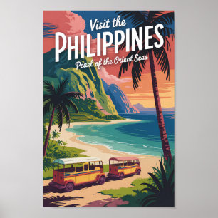 Affiche Illustration de plage vintage de voyage aux Philip
