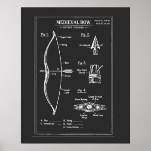 Affiche Illustration de plan d'un arc médiéval