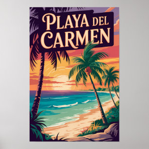 Affiche Illustration de Playa del Carmen Art de voyage vin