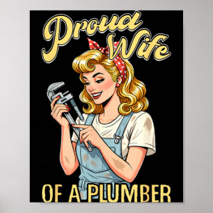 Affiche Illustration de plombier de femme fière à col bleu