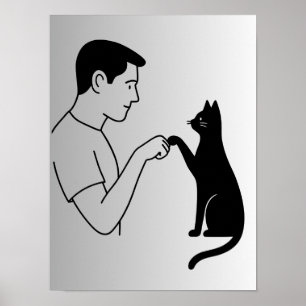 Affiche Illustration de poing de chat minimaliste