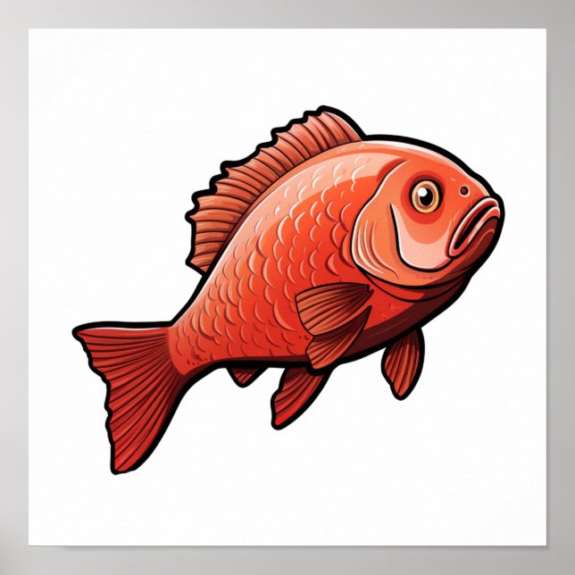 Affiche Illustration de poisson caricaturé (Devant)