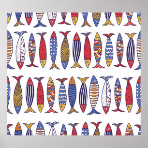 Affiche Illustration de poisson mignon : Enfants Arrière -