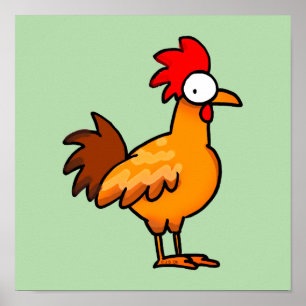 Affiche Illustration de poulet de dessin animé drôle