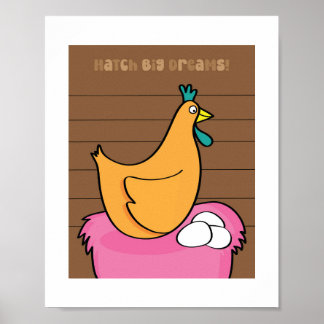 Affiche Illustration de poulet mignon | Art d'animaux de f