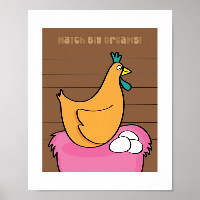 Affiche Illustration de poulet mignon | Art d'animaux de f (Devant)