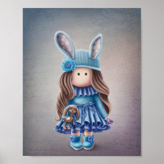 Affiche Illustration de poupée mignonne