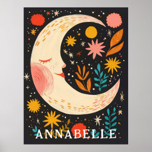 Affiche Illustration de prénom avec fleurs boho sous le ci