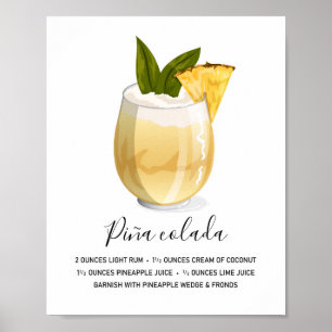 Affiche Illustration de recette moderne de Piña Colada tro