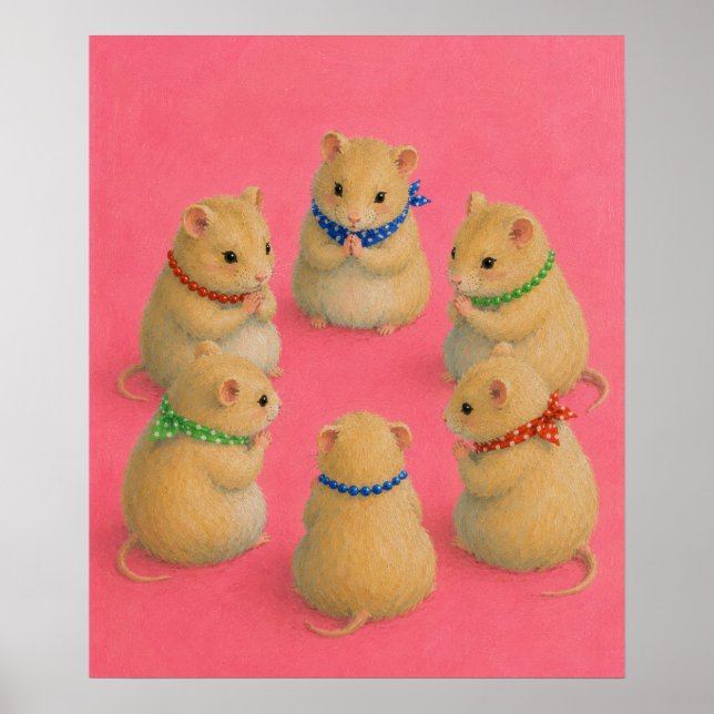 Affiche Illustration de réunion de hamsters dans une salle (Devant)