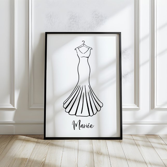 Affiche Illustration de robe de mariée française dessinée  (Créateur téléchargé)