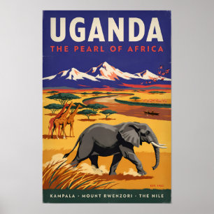 Affiche Illustration de safari en Ouganda Art de voyage vi