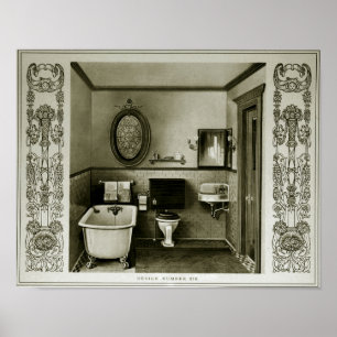 Affiche Illustration de salle de bain vintage 1903