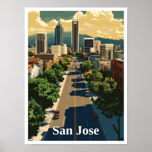Affiche Illustration de San Jose California Vintage voyage