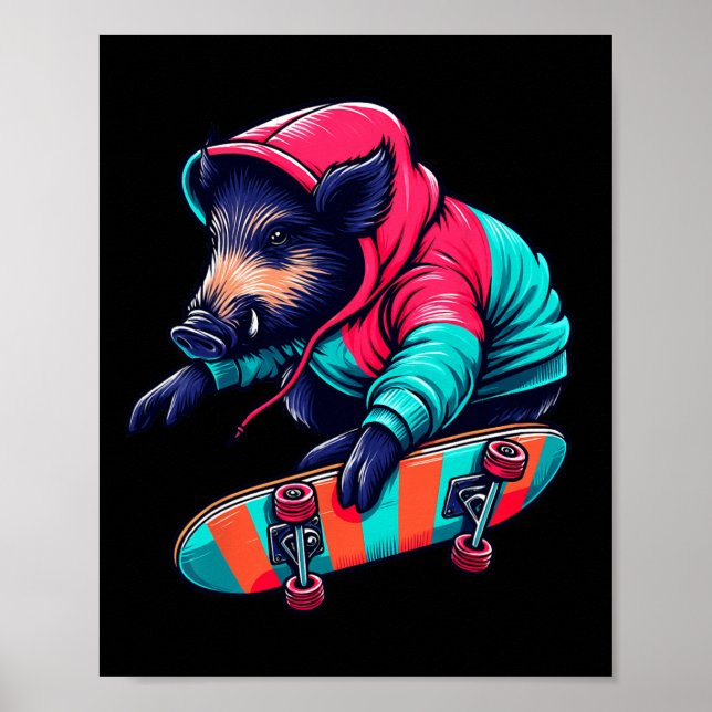 Affiche Illustration de sanglier sauvage funky cool en ska (Devant)