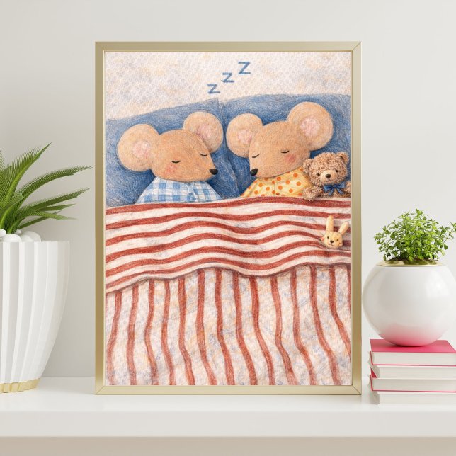 Affiche illustration de souris endormies | art de souris m (Créateur téléchargé)