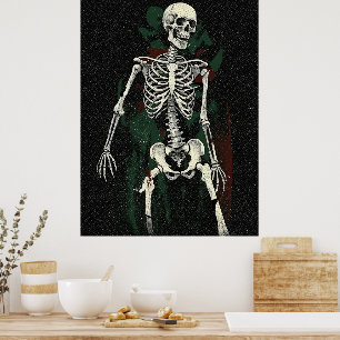 Affiche Illustration de squelette vintage dans des ombres