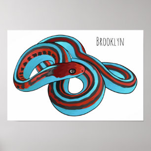 Affiche illustration de style cartoon de serpent à collier