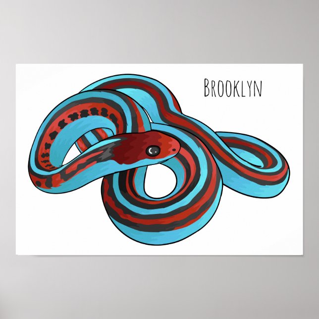 Affiche illustration de style cartoon de serpent à collier (Devant)