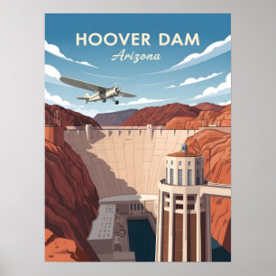 Affiche Illustration de style vintage du barrage hoover
