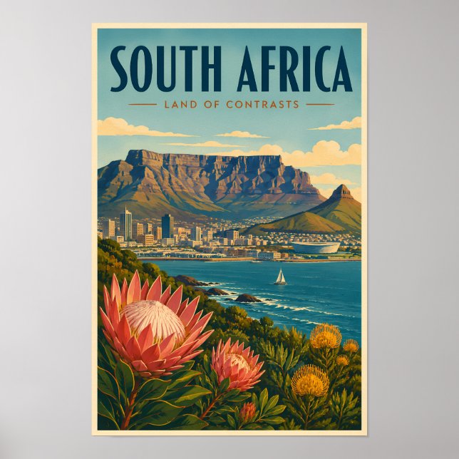 Affiche Illustration de Table Mountain en Afrique du Sud p (Devant)