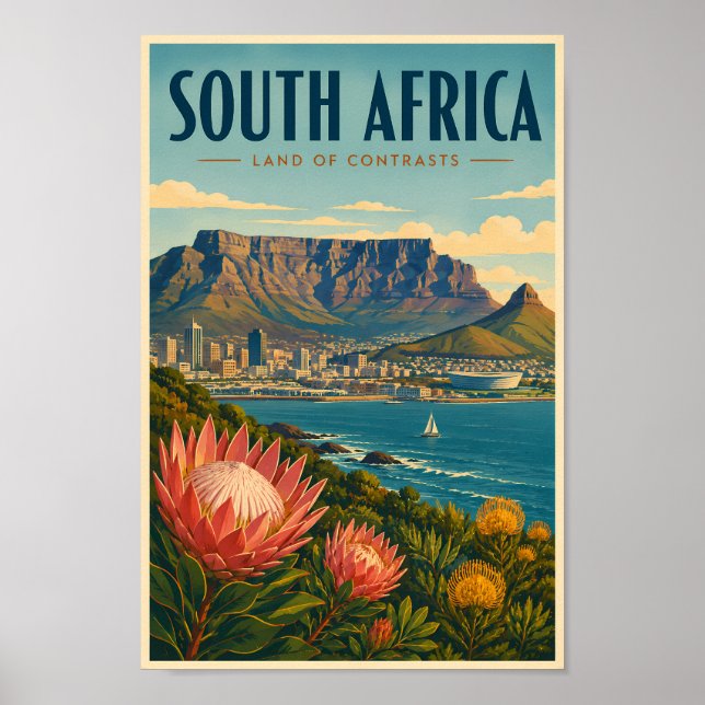 Affiche Illustration de Table Mountain en Afrique du Sud p (Devant)