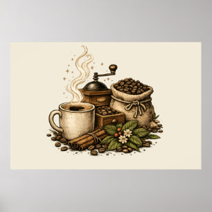 Affiche Illustration de tasse à café vintage