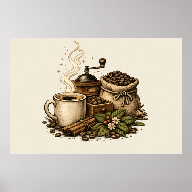 Affiche Illustration de tasse à café vintage (Devant)