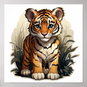 Affiche Illustration de tigre de dessin