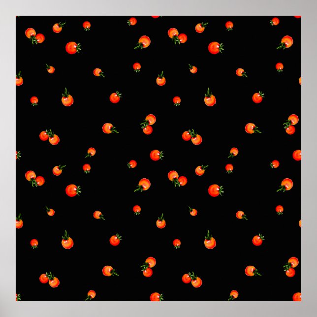 Affiche Illustration de tomates cerises. Aquarelle transpa (Devant)