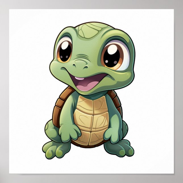 Affiche Illustration de tortue caricaturale (Devant)