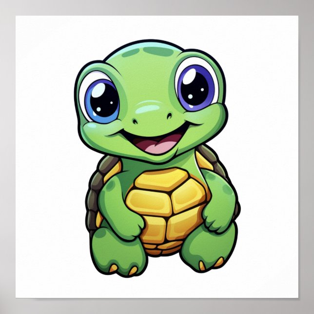 Affiche Illustration de tortue caricaturale (Devant)